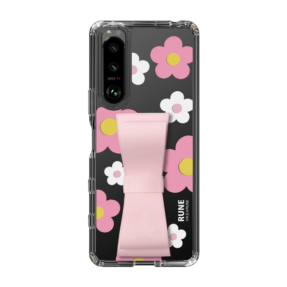 Slim Protection Case - STAND & RING RIBBON Sakura Pink［ Rune Naito - RUNE Flower - Pink ］