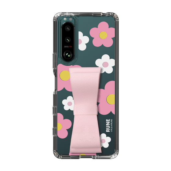 Slim Protection Case - STAND & RING RIBBON Sakura Pink［ Rune Naito - RUNE Flower - Pink ］