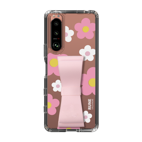 Slim Protection Case - STAND & RING RIBBON Sakura Pink［ Rune Naito - RUNE Flower - Pink ］