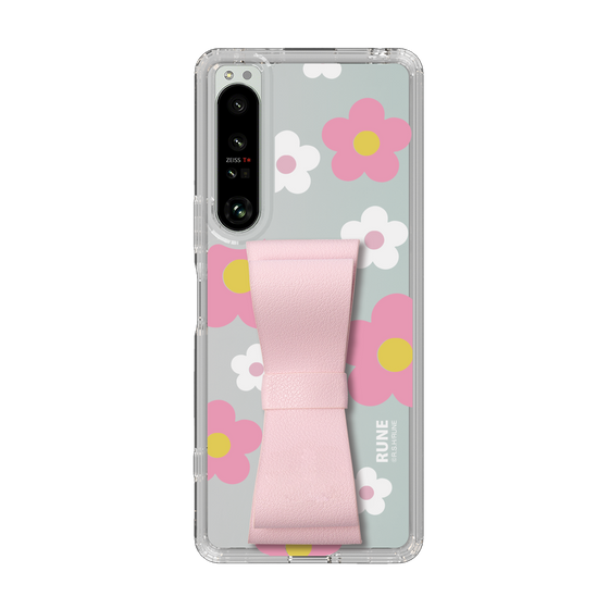 Slim Protection Case - STAND & RING RIBBON Sakura Pink［ Rune Naito - RUNE Flower - Pink ］