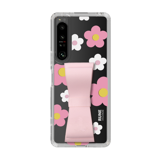 Slim Protection Case - STAND & RING RIBBON Sakura Pink［ Rune Naito - RUNE Flower - Pink ］