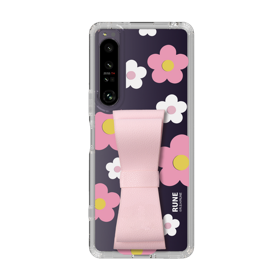 Slim Protection Case - STAND & RING RIBBON Sakura Pink［ Rune Naito - RUNE Flower - Pink ］