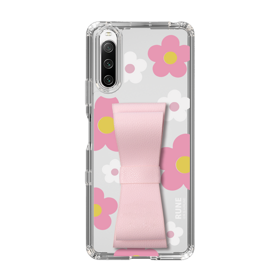 Slim Protection Case - STAND & RING RIBBON Sakura Pink［ Rune Naito - RUNE Flower - Pink ］