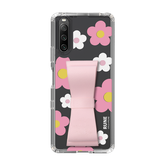 Slim Protection Case - STAND & RING RIBBON Sakura Pink［ Rune Naito - RUNE Flower - Pink ］