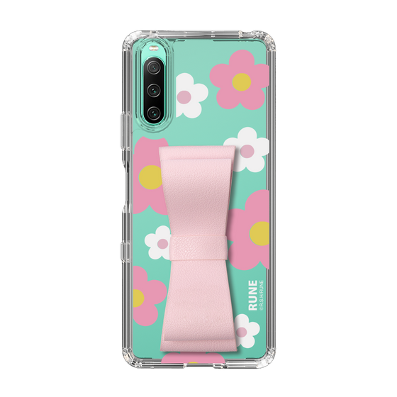 Slim Protection Case - STAND & RING RIBBON Sakura Pink［ Rune Naito - RUNE Flower - Pink ］