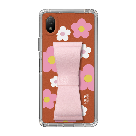 Slim Protection Case - STAND & RING RIBBON Sakura Pink［ Rune Naito - RUNE Flower - Pink ］