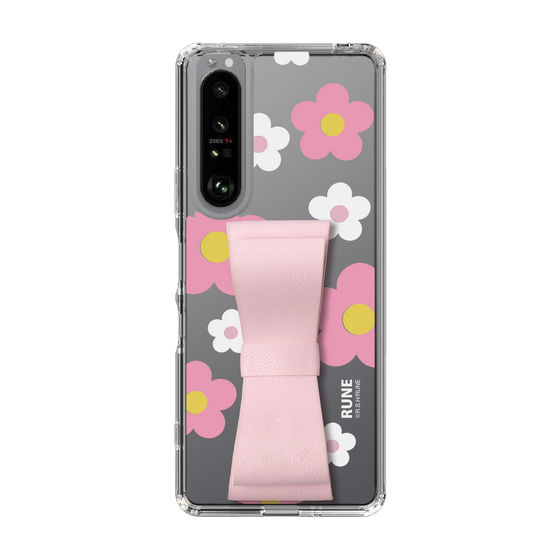 Slim Protection Case - STAND & RING RIBBON Sakura Pink［ Rune Naito - RUNE Flower - Pink ］