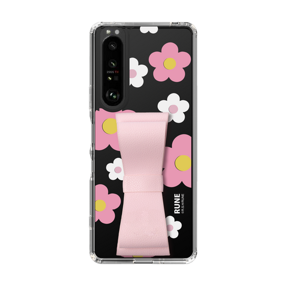 Slim Protection Case - STAND & RING RIBBON Sakura Pink［ Rune Naito - RUNE Flower - Pink ］