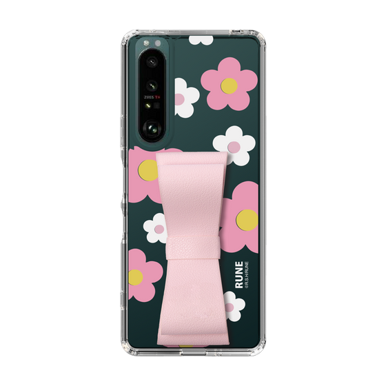Slim Protection Case - STAND & RING RIBBON Sakura Pink［ Rune Naito - RUNE Flower - Pink ］