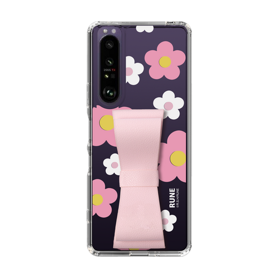 Slim Protection Case - STAND & RING RIBBON Sakura Pink［ Rune Naito - RUNE Flower - Pink ］