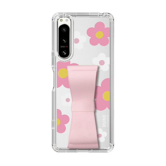 Slim Protection Case - STAND & RING RIBBON Sakura Pink［ Rune Naito - RUNE Flower - Pink ］