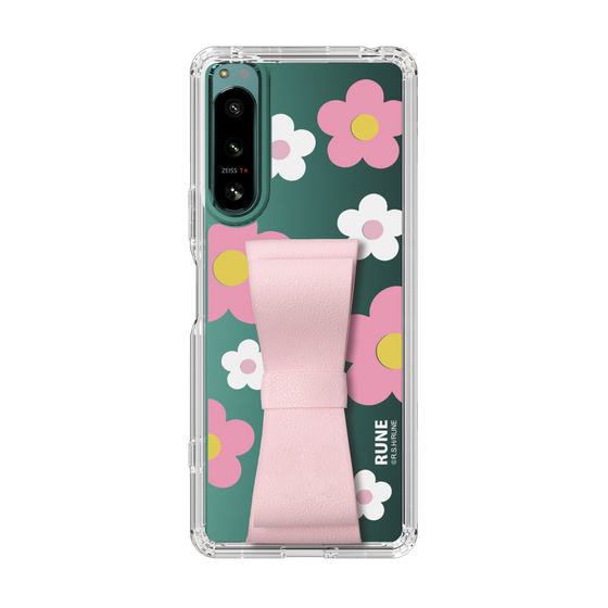 Slim Protection Case - STAND & RING RIBBON Sakura Pink［ Rune Naito - RUNE Flower - Pink ］