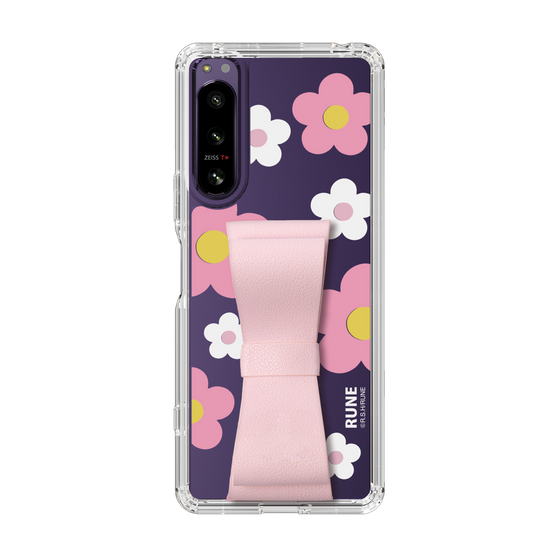Slim Protection Case - STAND & RING RIBBON Sakura Pink［ Rune Naito - RUNE Flower - Pink ］