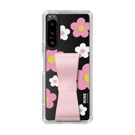 Slim Protection Case - STAND & RING RIBBON Sakura Pink［ Rune Naito - RUNE Flower - Pink ］