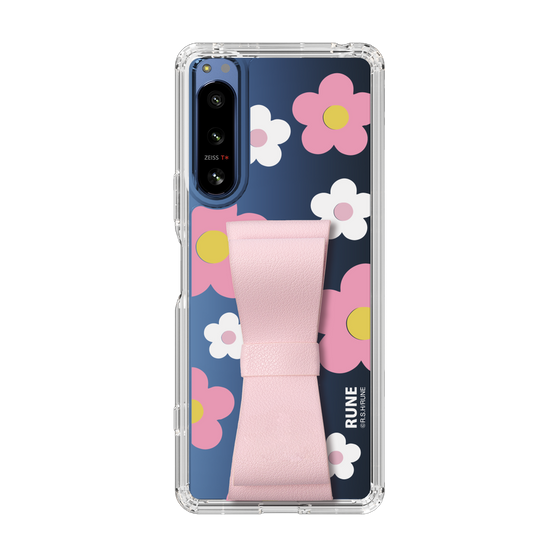 Slim Protection Case - STAND & RING RIBBON Sakura Pink［ Rune Naito - RUNE Flower - Pink ］