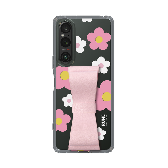 Slim Protection Case - STAND & RING RIBBON Sakura Pink［ Rune Naito - RUNE Flower - Pink ］