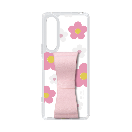 Slim Protection Case - STAND & RING RIBBON Sakura Pink［ Rune Naito - RUNE Flower - Pink ］