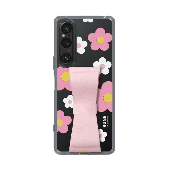 Slim Protection Case - STAND & RING RIBBON Sakura Pink［ Rune Naito - RUNE Flower - Pink ］