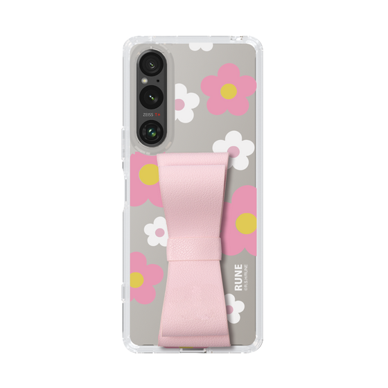 Slim Protection Case - STAND & RING RIBBON Sakura Pink［ Rune Naito - RUNE Flower - Pink ］
