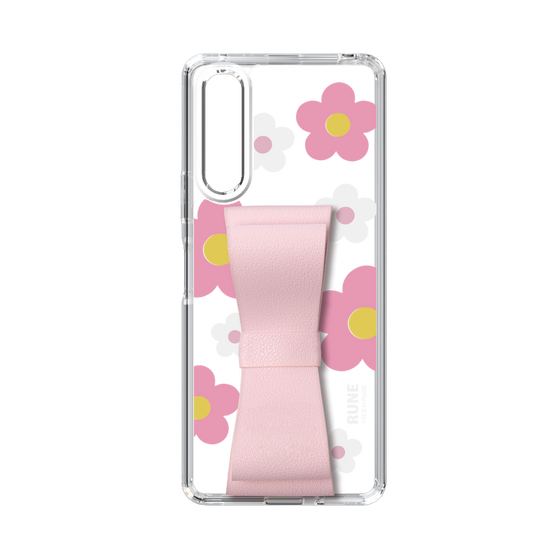Slim Protection Case - STAND & RING RIBBON Sakura Pink［ Rune Naito - RUNE Flower - Pink ］