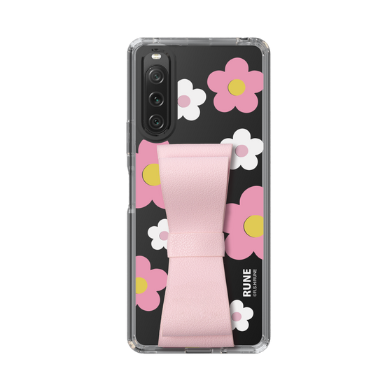 Slim Protection Case - STAND & RING RIBBON Sakura Pink［ Rune Naito - RUNE Flower - Pink ］