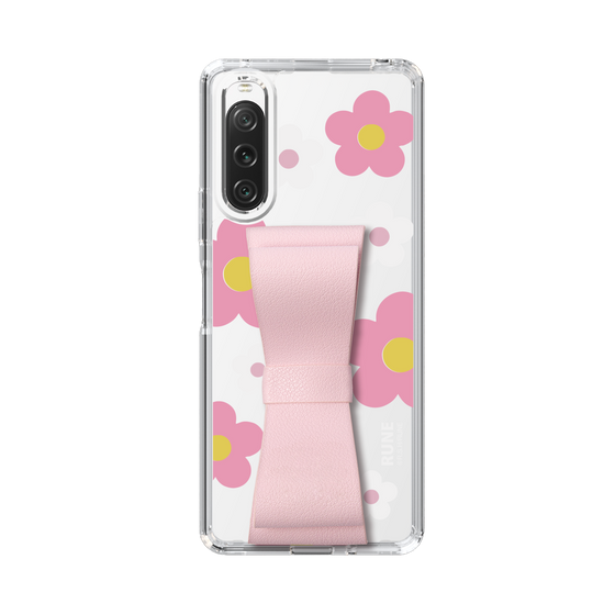 Slim Protection Case - STAND & RING RIBBON Sakura Pink［ Rune Naito - RUNE Flower - Pink ］
