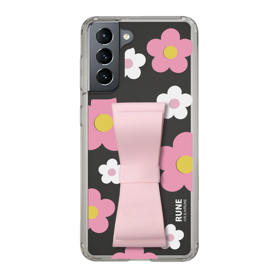 Slim Protection Case - STAND & RING RIBBON Sakura Pink［ Rune Naito - RUNE Flower - Pink ］