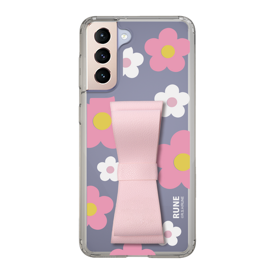 Slim Protection Case - STAND & RING RIBBON Sakura Pink［ Rune Naito - RUNE Flower - Pink ］