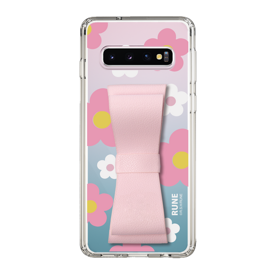Slim Protection Case - STAND & RING RIBBON Sakura Pink［ Rune Naito - RUNE Flower - Pink ］