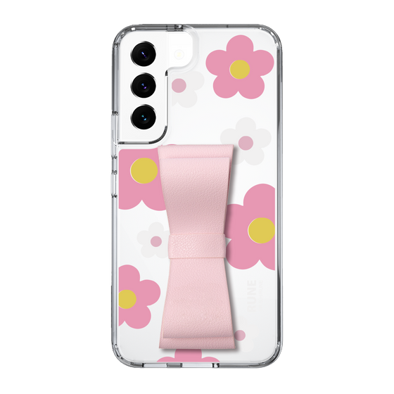 Slim Protection Case - STAND & RING RIBBON Sakura Pink［ Rune Naito - RUNE Flower - Pink ］