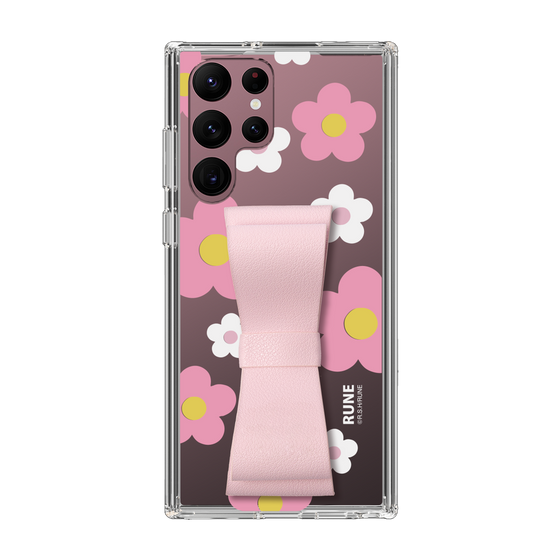 Slim Protection Case - STAND & RING RIBBON Sakura Pink［ Rune Naito - RUNE Flower - Pink ］