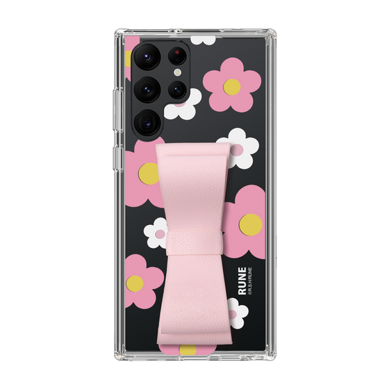 Slim Protection Case - STAND & RING RIBBON Sakura Pink［ Rune Naito - RUNE Flower - Pink ］