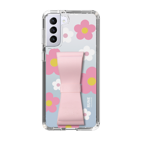 Slim Protection Case - STAND & RING RIBBON Sakura Pink［ Rune Naito - RUNE Flower - Pink ］