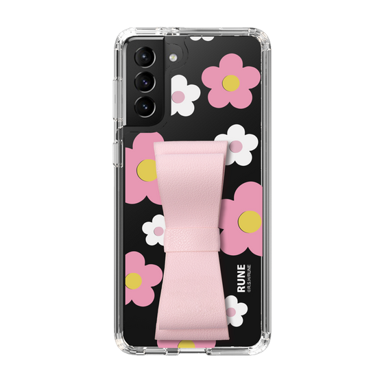 Slim Protection Case - STAND & RING RIBBON Sakura Pink［ Rune Naito - RUNE Flower - Pink ］
