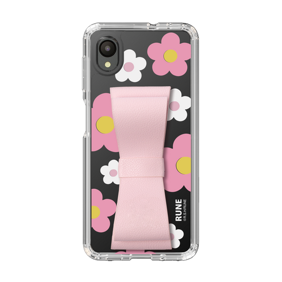 Slim Protection Case - STAND & RING RIBBON Sakura Pink［ Rune Naito - RUNE Flower - Pink ］