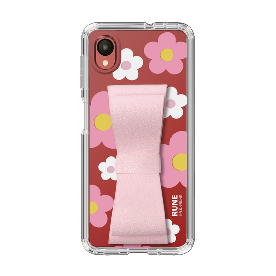 Slim Protection Case - STAND & RING RIBBON Sakura Pink［ Rune Naito - RUNE Flower - Pink ］