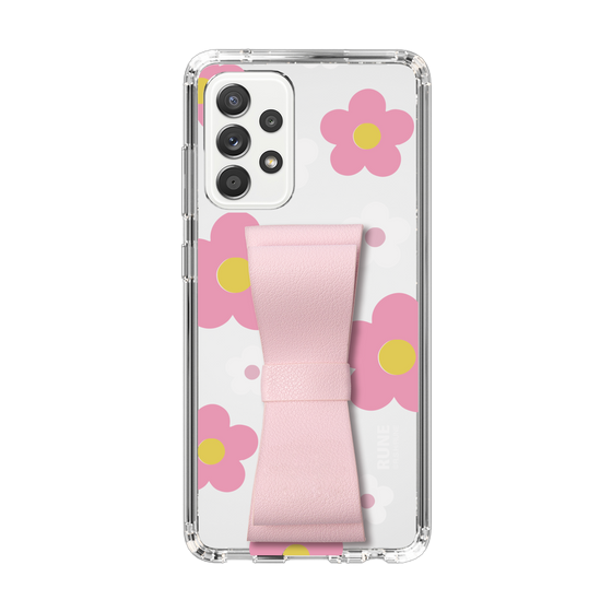 Slim Protection Case - STAND & RING RIBBON Sakura Pink［ Rune Naito - RUNE Flower - Pink ］