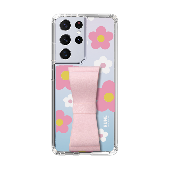 Slim Protection Case - STAND & RING RIBBON Sakura Pink［ Rune Naito - RUNE Flower - Pink ］