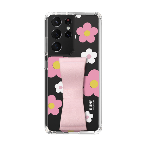 Slim Protection Case - STAND & RING RIBBON Sakura Pink［ Rune Naito - RUNE Flower - Pink ］