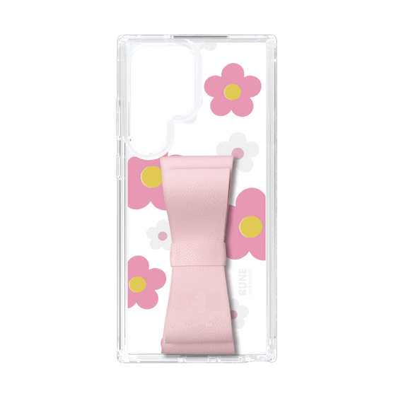 Slim Protection Case - STAND & RING RIBBON Sakura Pink［ Rune Naito - RUNE Flower - Pink ］