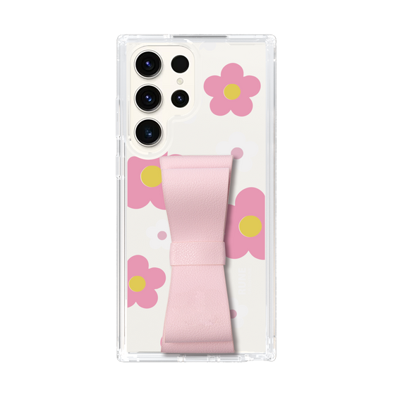 Slim Protection Case - STAND & RING RIBBON Sakura Pink［ Rune Naito - RUNE Flower - Pink ］