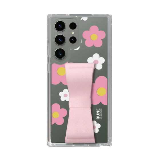 Slim Protection Case - STAND & RING RIBBON Sakura Pink［ Rune Naito - RUNE Flower - Pink ］