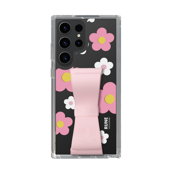 Slim Protection Case - STAND & RING RIBBON Sakura Pink［ Rune Naito - RUNE Flower - Pink ］