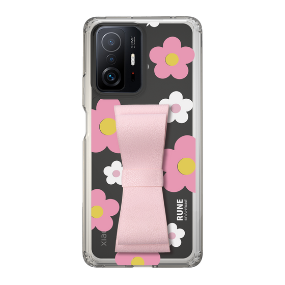 Slim Protection Case - STAND & RING RIBBON Sakura Pink［ Rune Naito - RUNE Flower - Pink ］