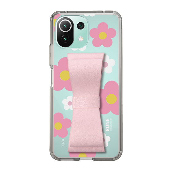 Slim Protection Case - STAND & RING RIBBON Sakura Pink［ Rune Naito - RUNE Flower - Pink ］