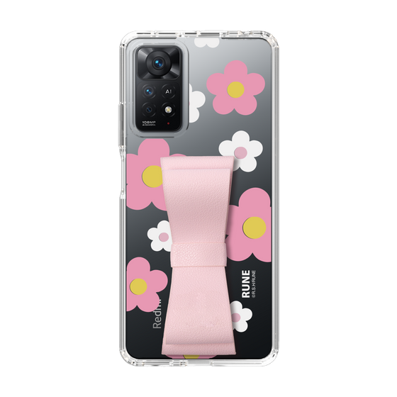 Slim Protection Case - STAND & RING RIBBON Sakura Pink［ Rune Naito - RUNE Flower - Pink ］