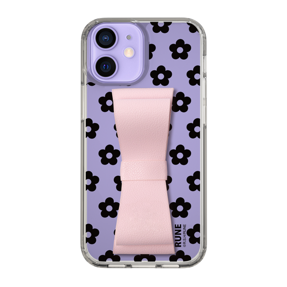 Slim Protection Case - STAND & RING RIBBON Sakura Pink［ Rune Naito - RUNE Flower - Black ］