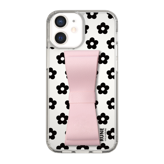 Slim Protection Case - STAND & RING RIBBON Sakura Pink［ Rune Naito - RUNE Flower - Black ］