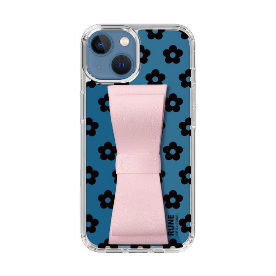 Slim Protection Case - STAND & RING RIBBON Sakura Pink［ Rune Naito - RUNE Flower - Black ］