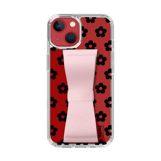 Slim Protection Case - STAND & RING RIBBON Sakura Pink［ Rune Naito - RUNE Flower - Black ］